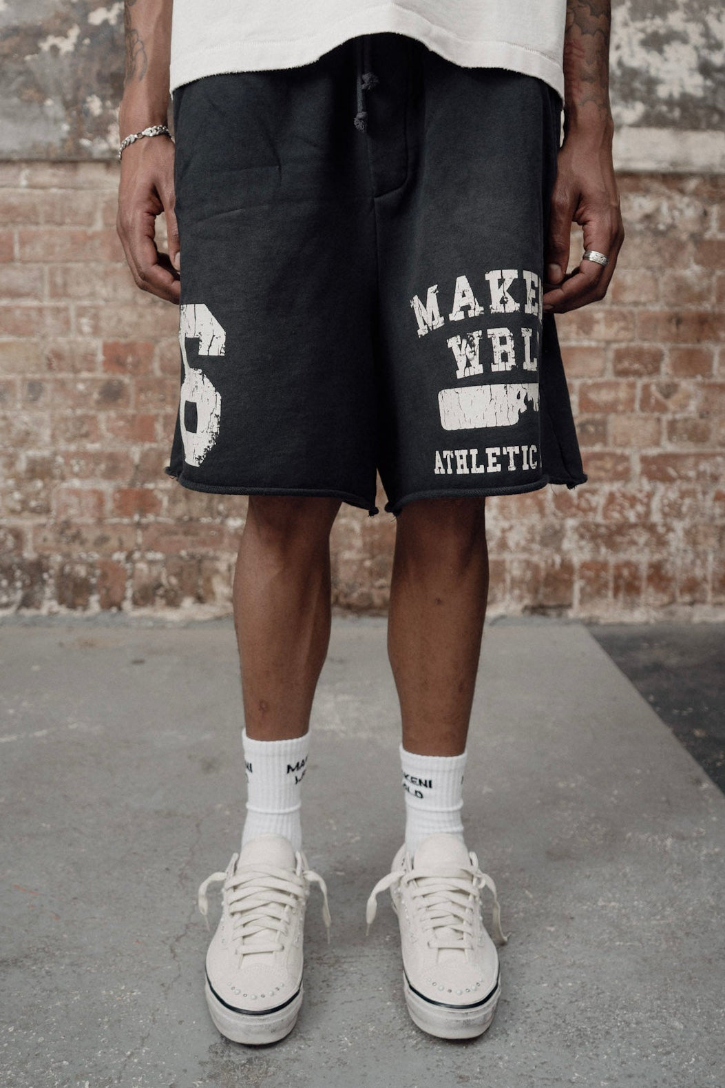 athletic department shorts - washed indigo