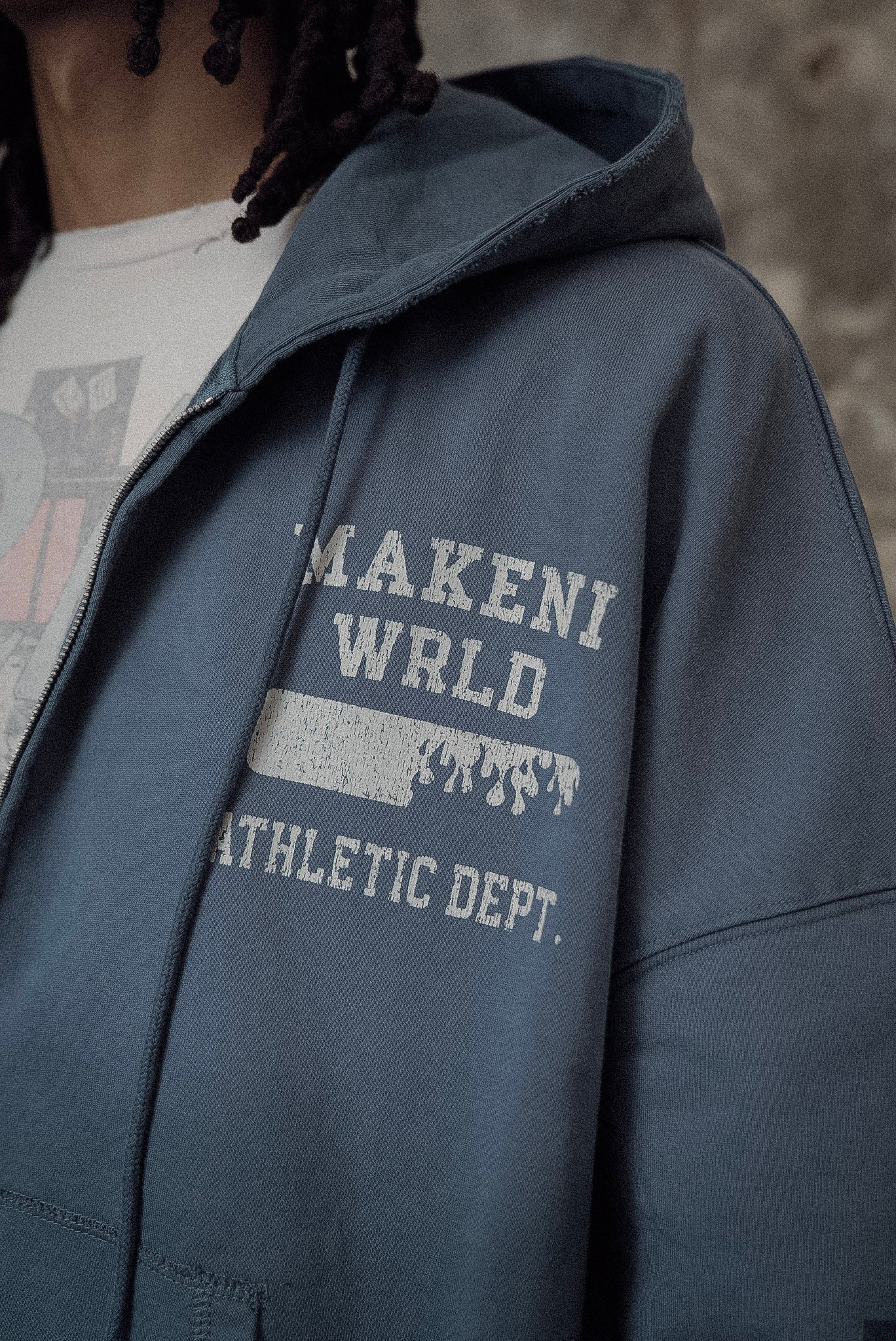 athletic department zip up - sunfade navy
