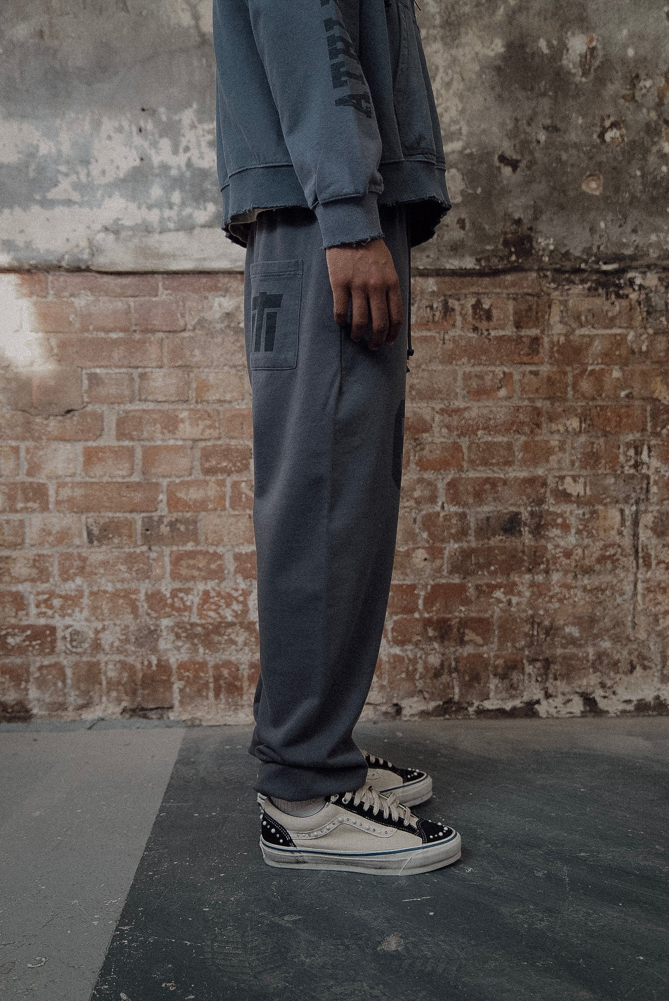 slate blue athletic department gym sweats