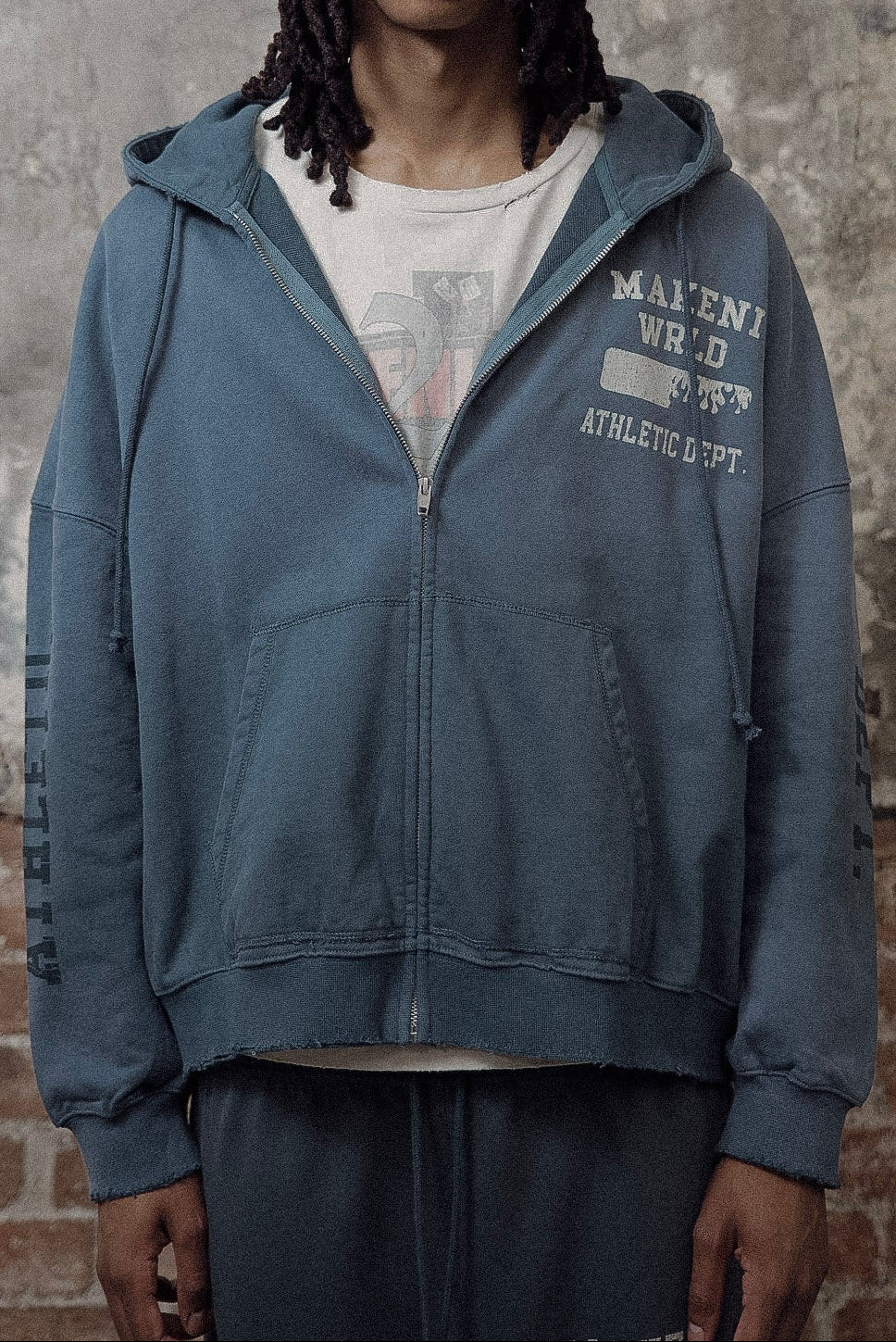athletic department zip up - sunfade navy