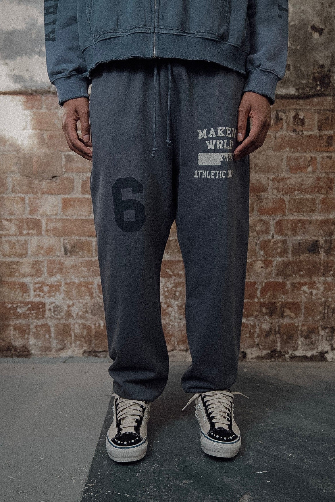 slate blue athletic department gym sweats