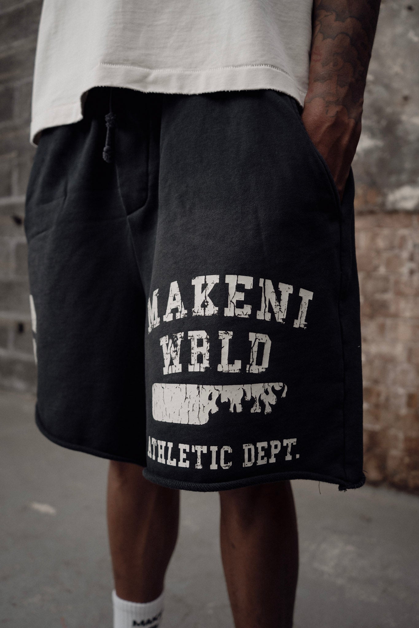 athletic department shorts - washed indigo