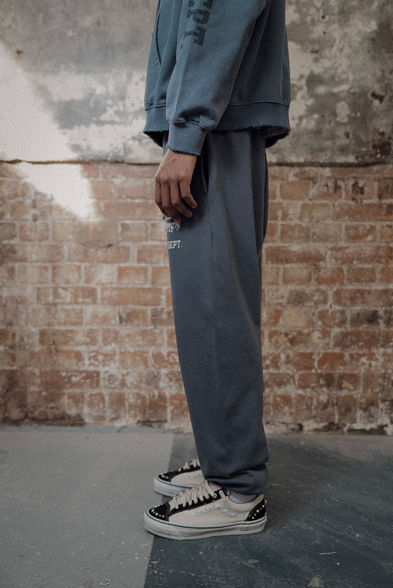 slate blue athletic department gym sweats