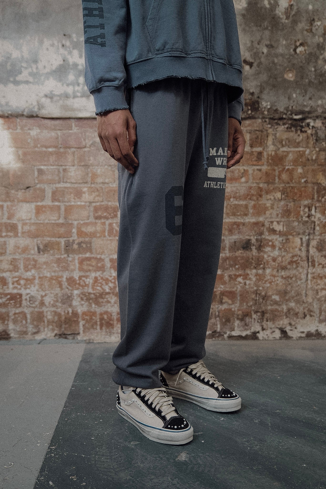 slate blue athletic department gym sweats