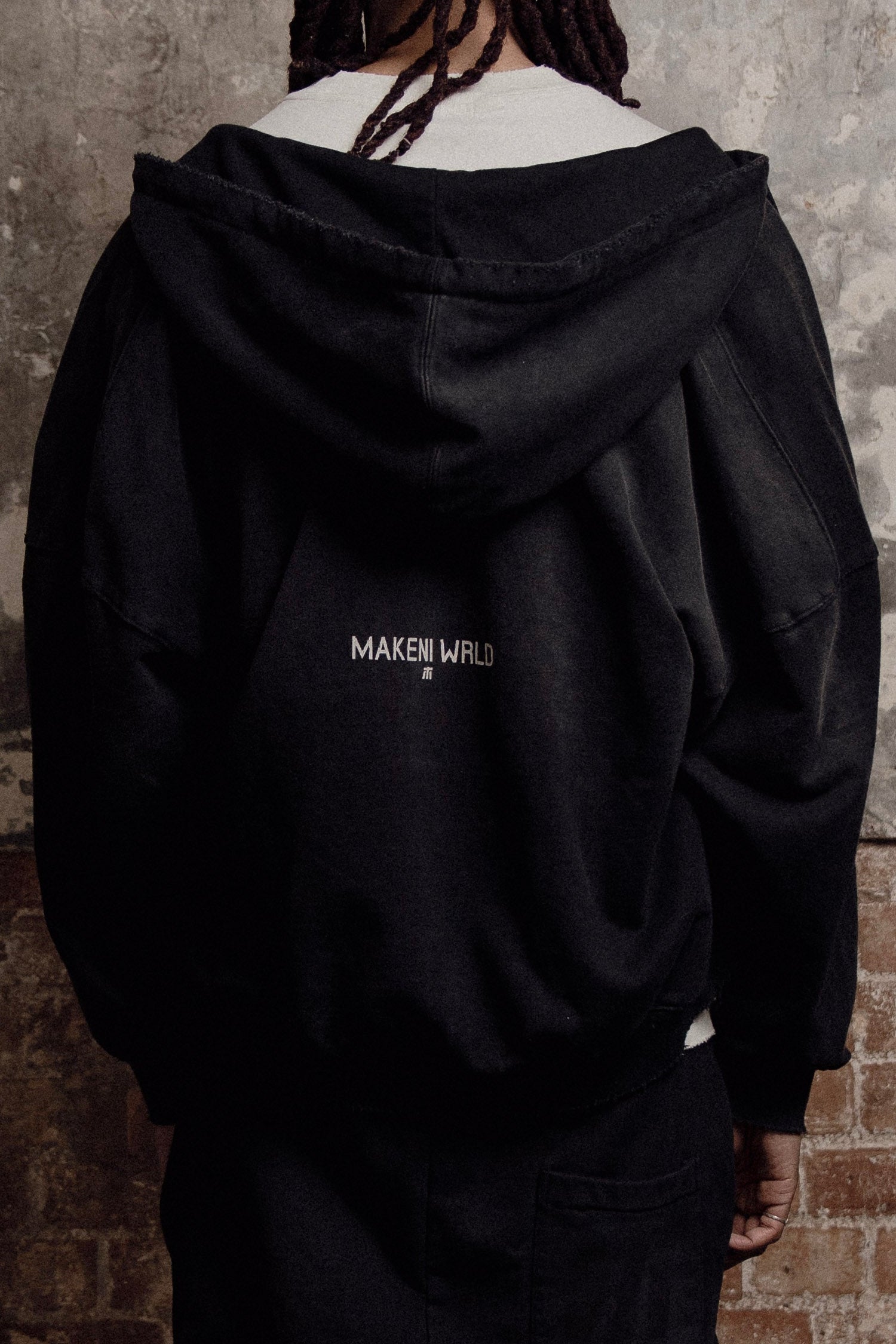 black sunfade athletic department zip up